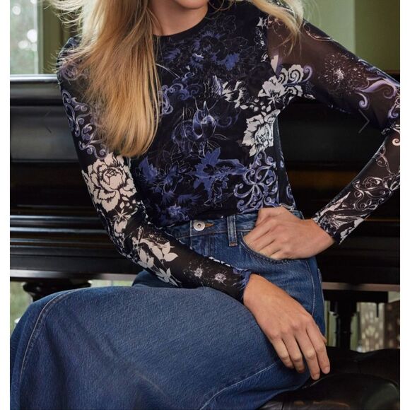 Johnny Was OLIVIA LONG SLEEVE MESH TOP size xs - Picture 9 of 9